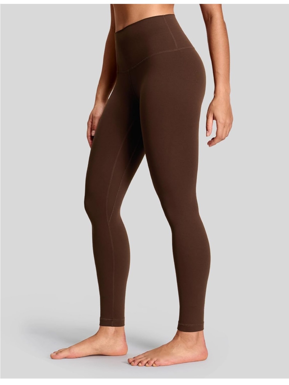 High-Waist Brown Sculpting Leggings - long inseam